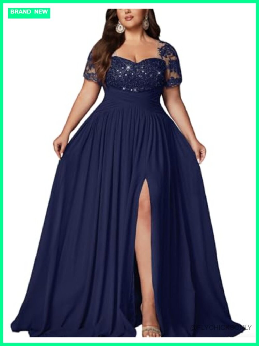 Plus Size Sequin Chiffon A-Line Prom Bridesmaid Evening Gown